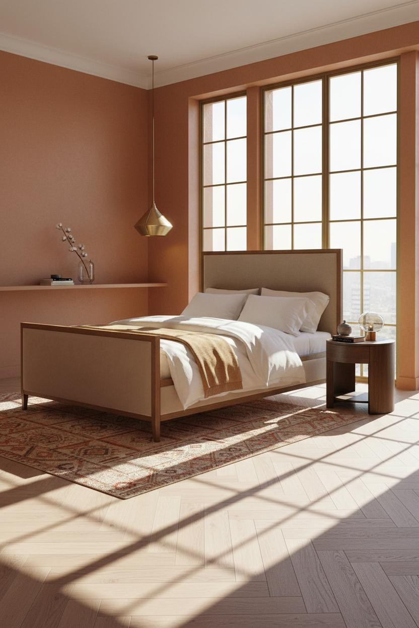 Parisian Bedroom French Doors Terracotta Brass
