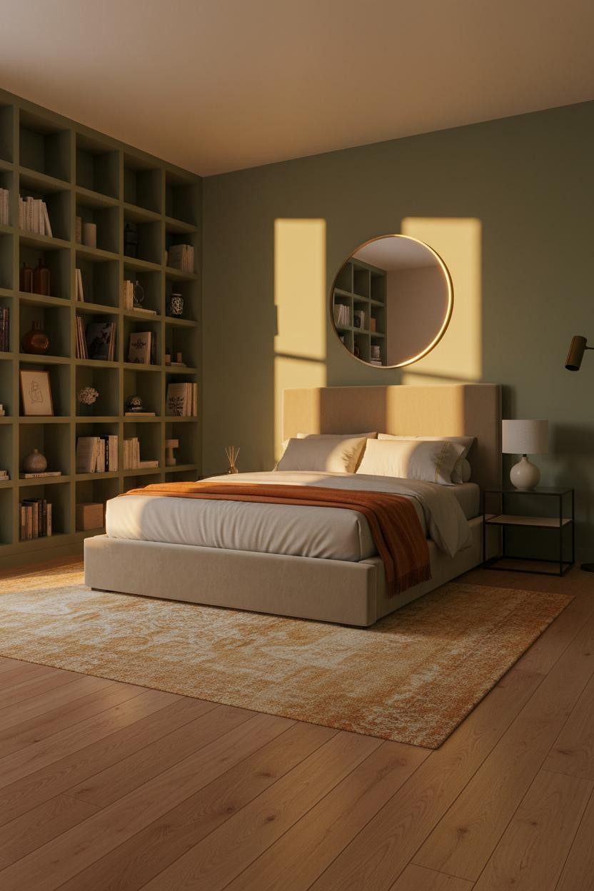 Parisian Bedroom Sage Walls Bookshelf