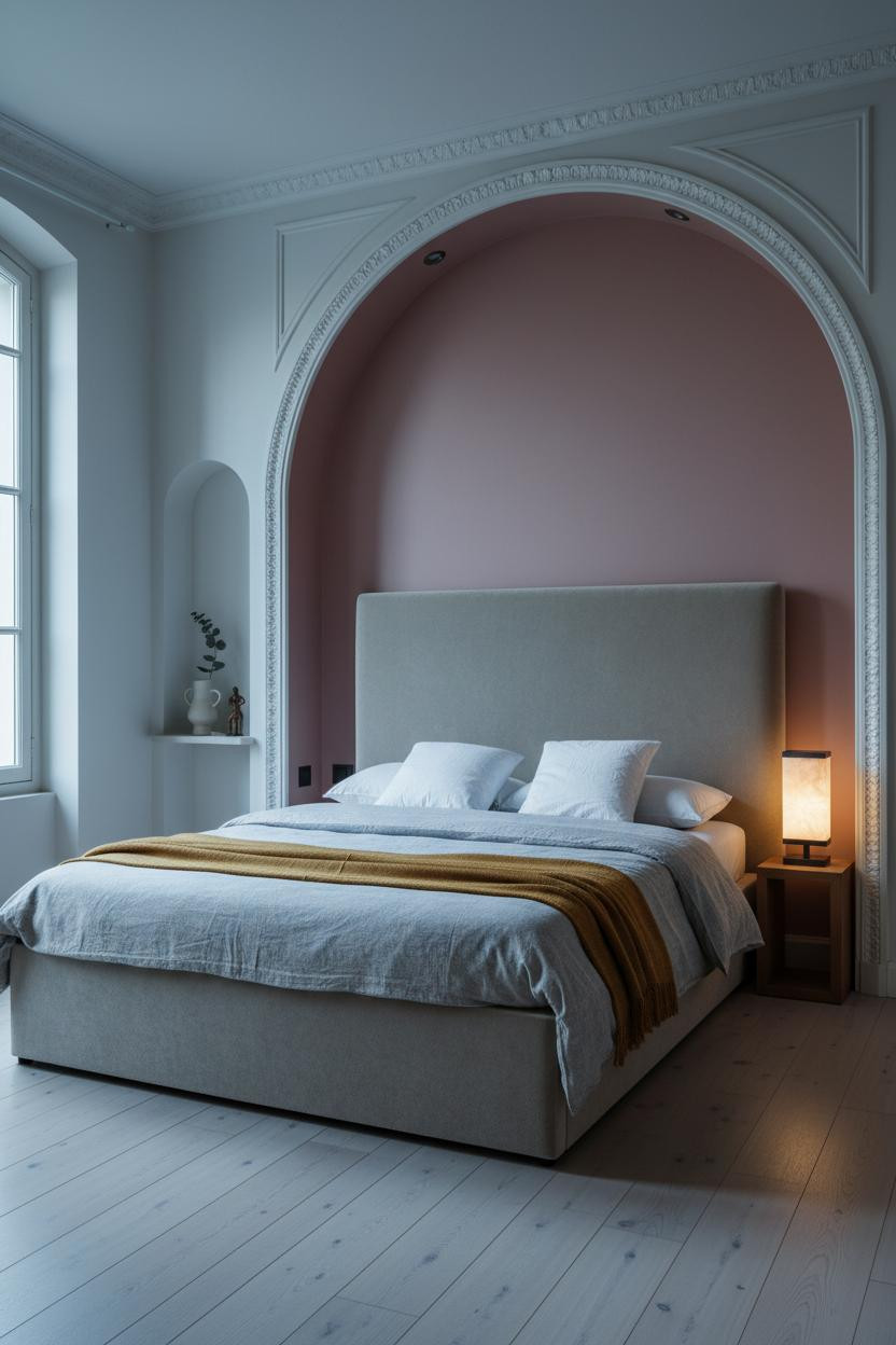 Parisian Chic Bedroom Arched Alcove Headboard