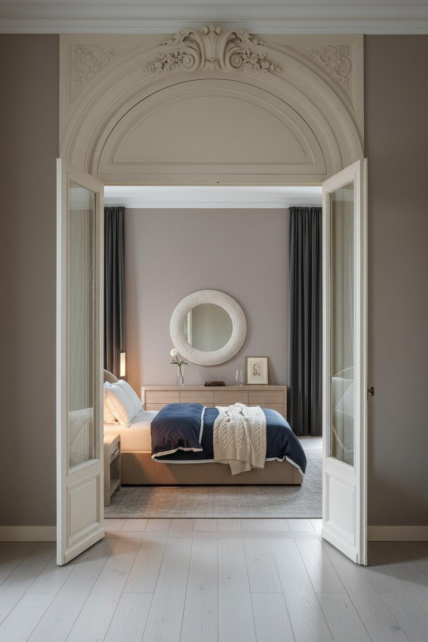 Parisian Chic Bedroom Arched Doorway