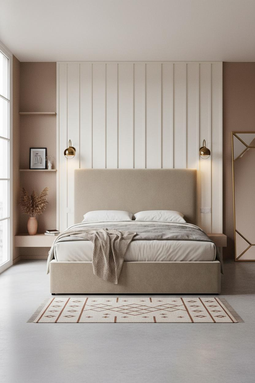 Parisian Chic Bedroom Board Batten Brass