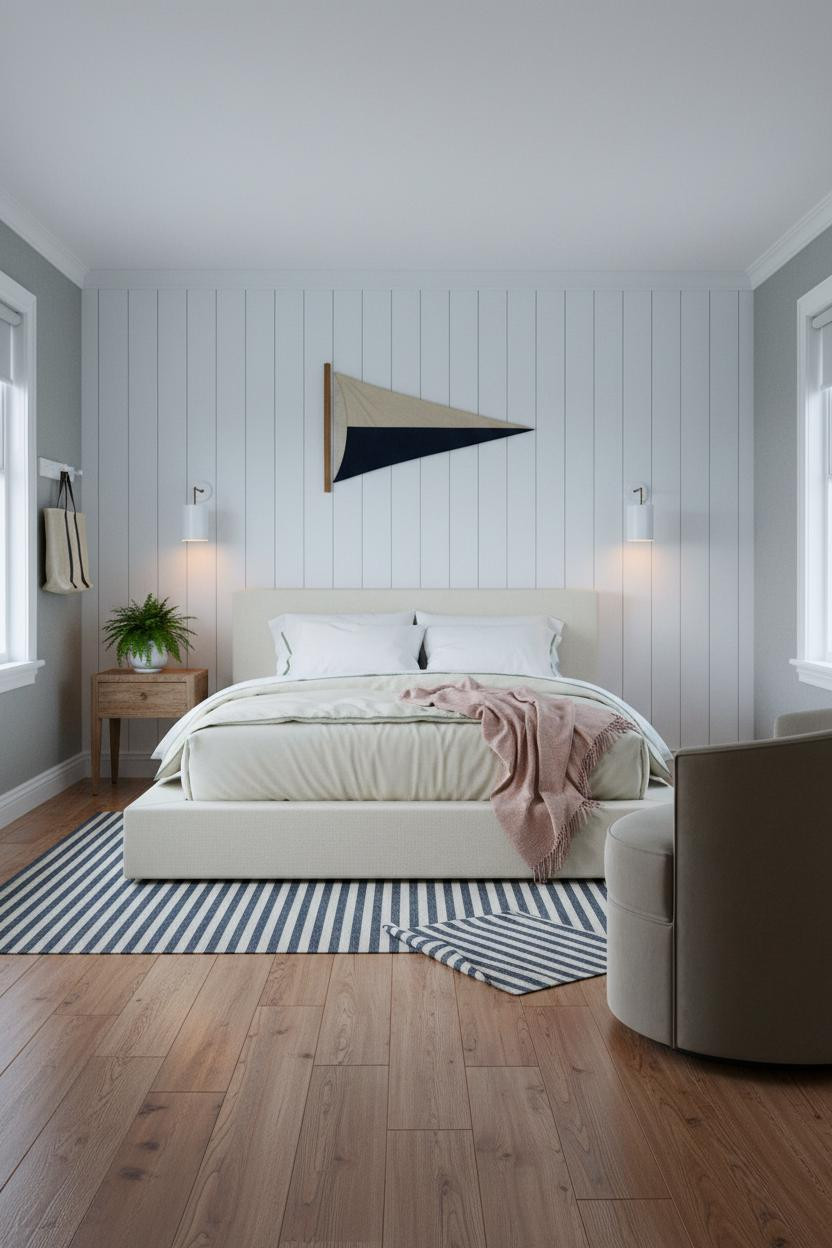 Preppy Coastal Bedroom Batten Wall