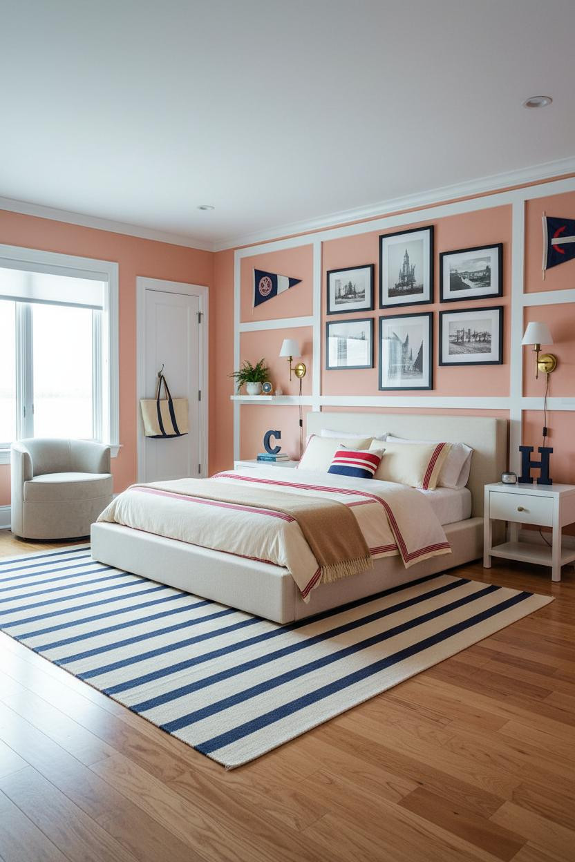 Preppy Coastal Bedroom Gallery Wall