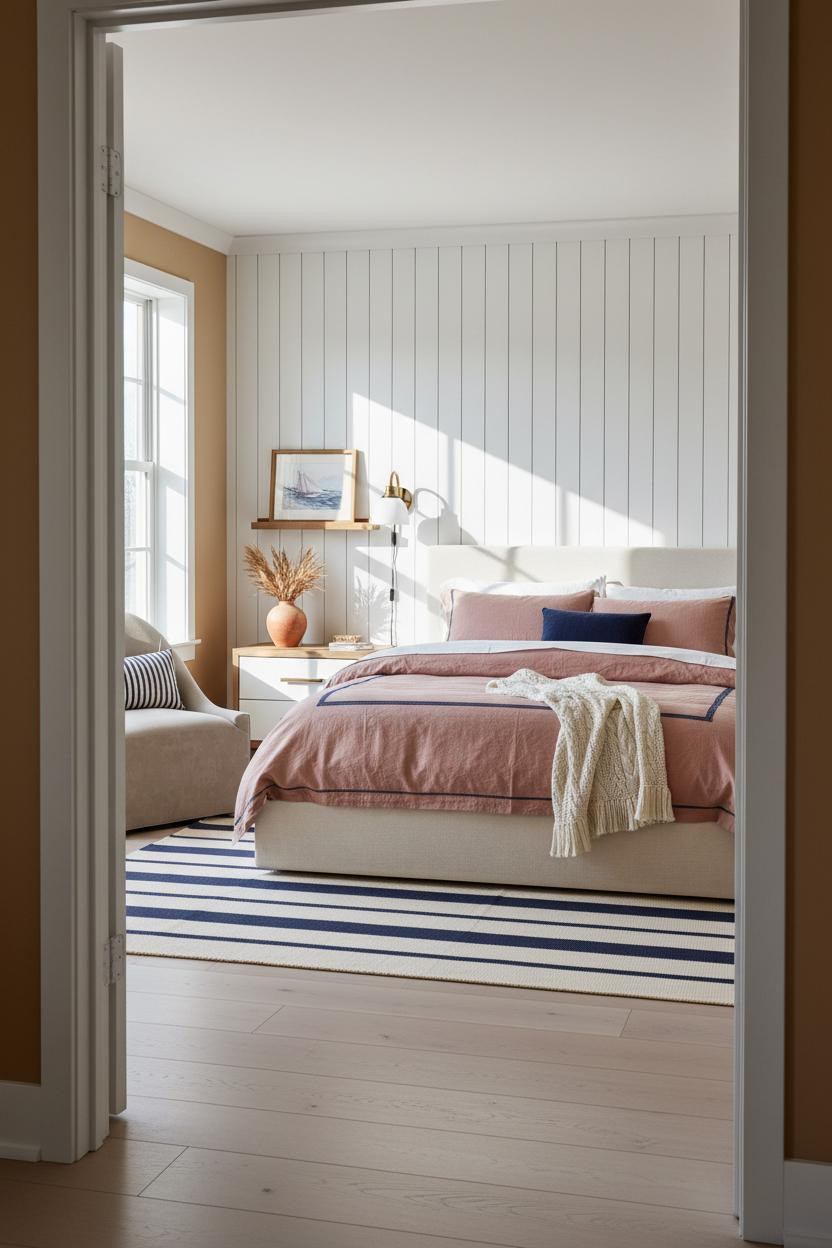 Preppy Coastal Bedroom Teen Navy Stripes