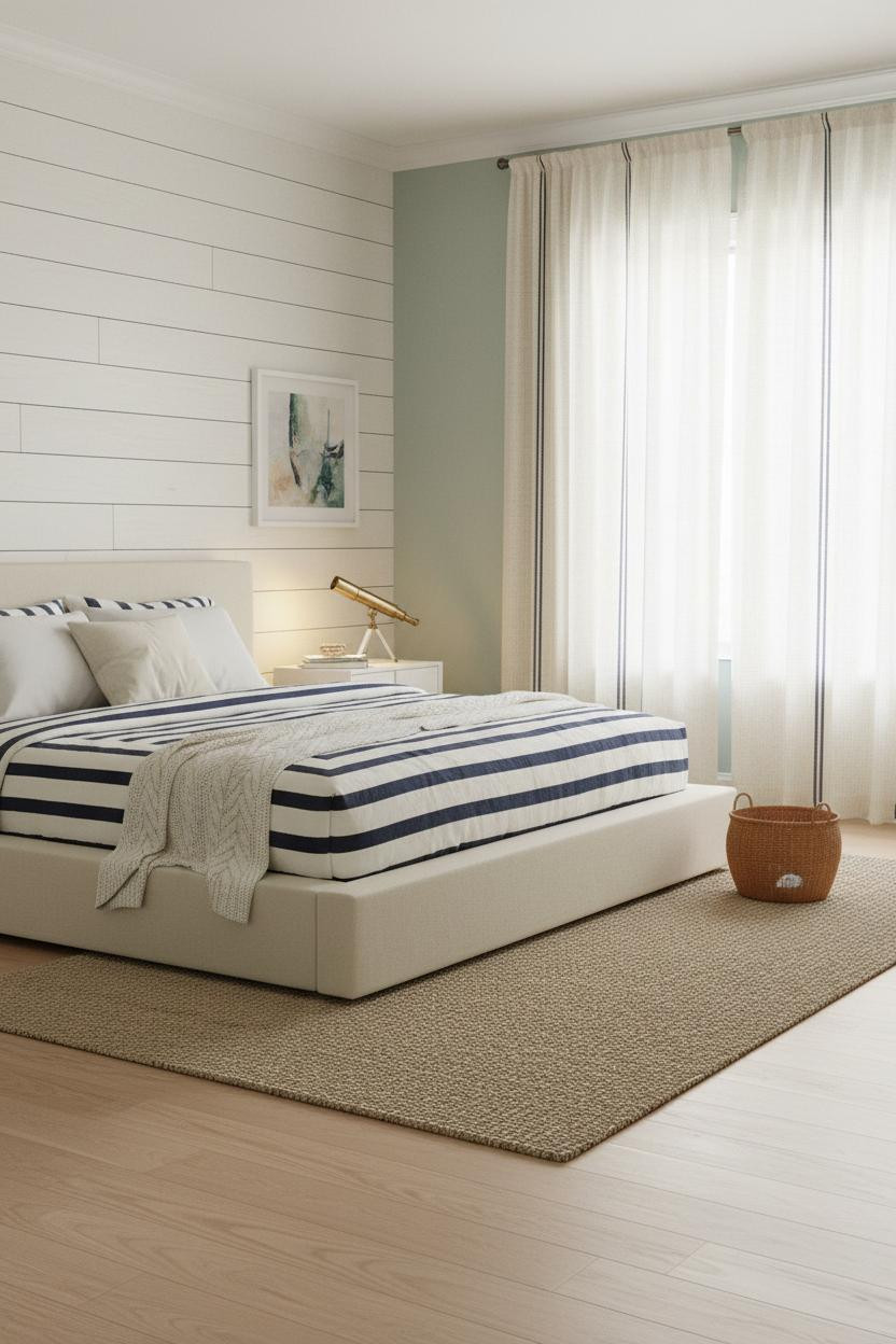 Preppy Coastal Teen Bedroom Shiplap Seafoam