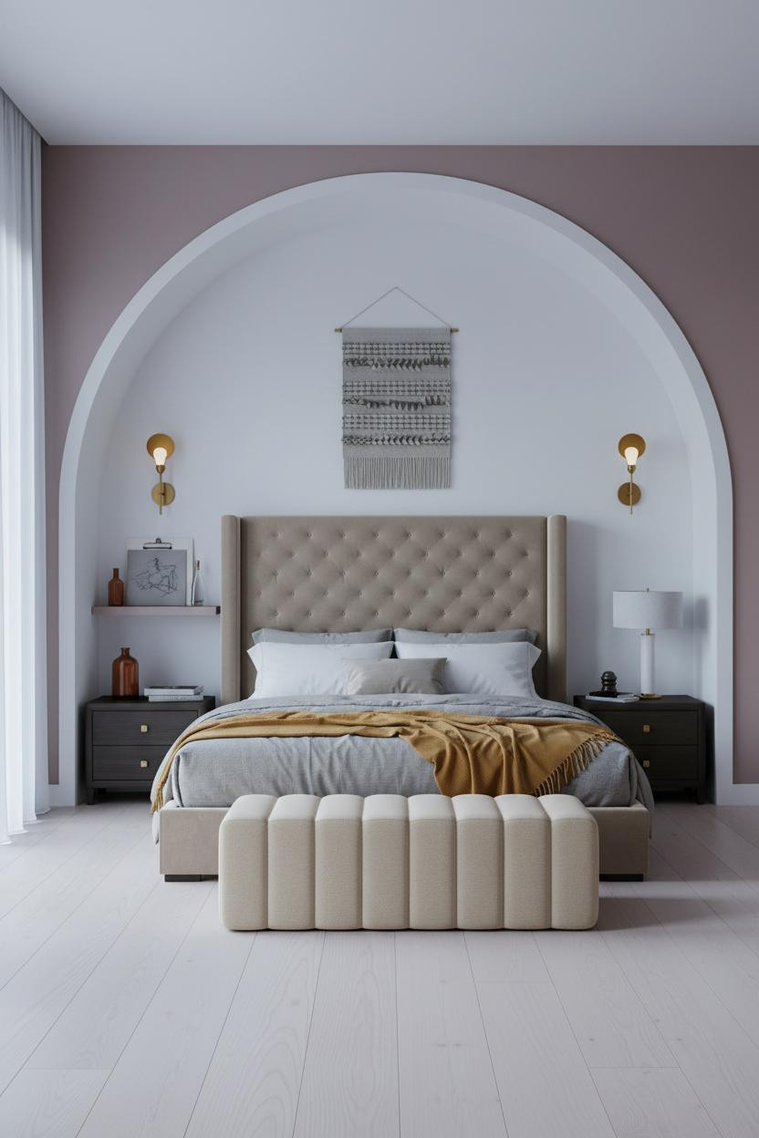 Primary Bedroom Arched Alcove Coastal Modern