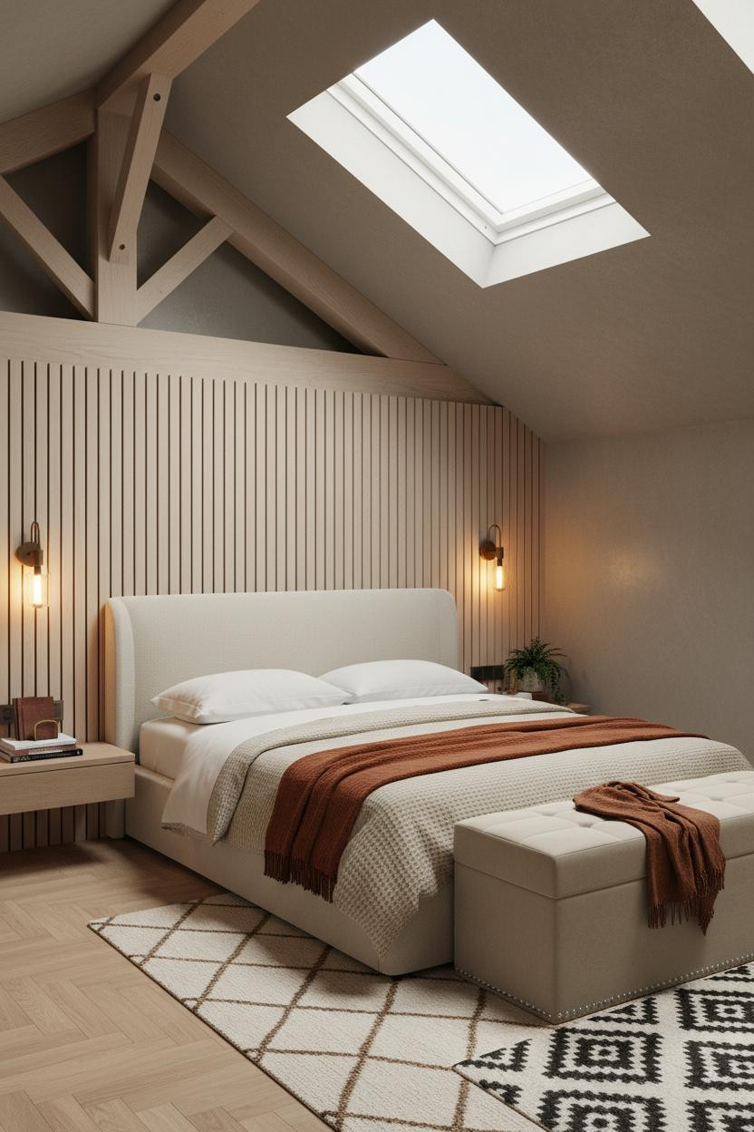Primary Bedroom Attic Sloped Ceiling Design