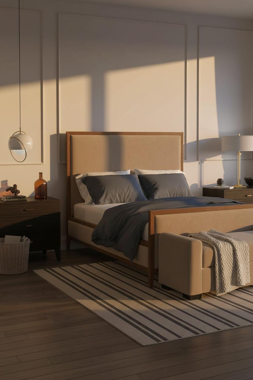 Primary Bedroom Board Batten Warm Contemporary