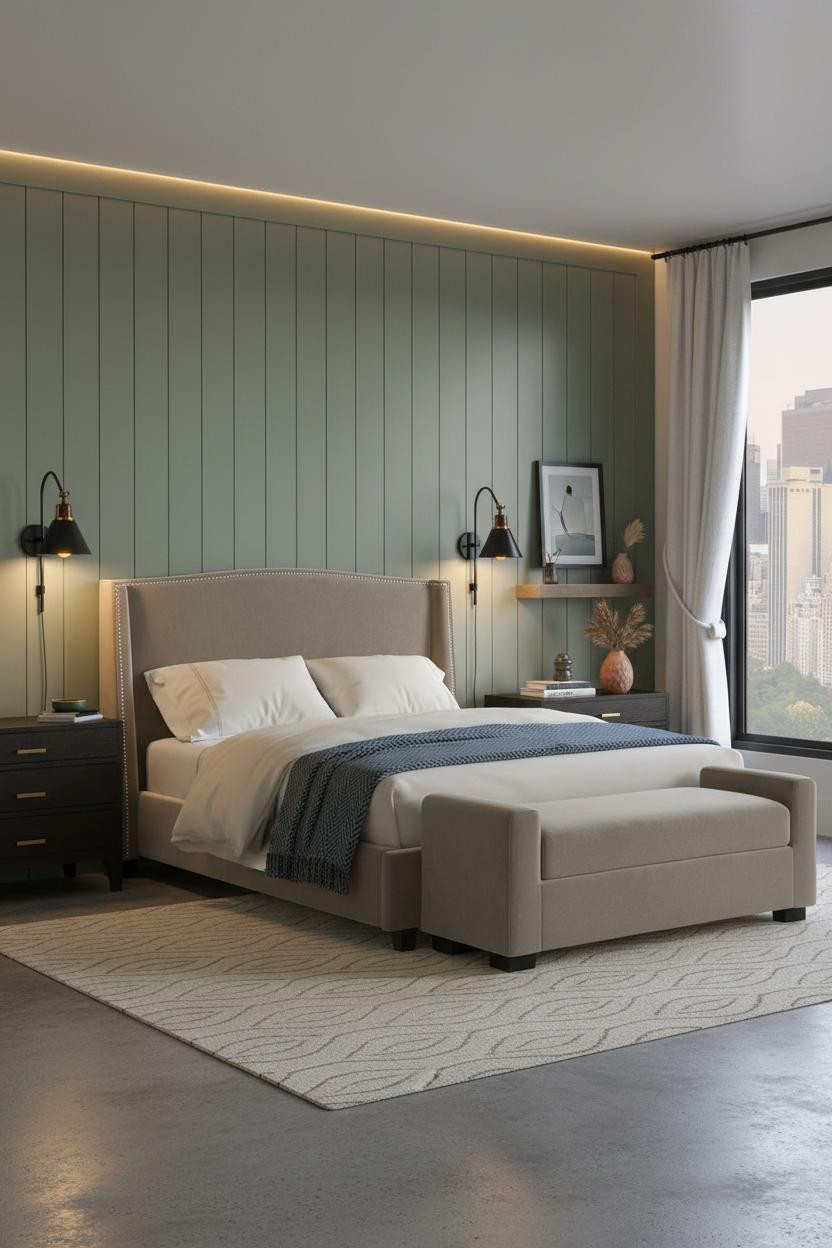 Primary Bedroom Sage Shiplap Ideas