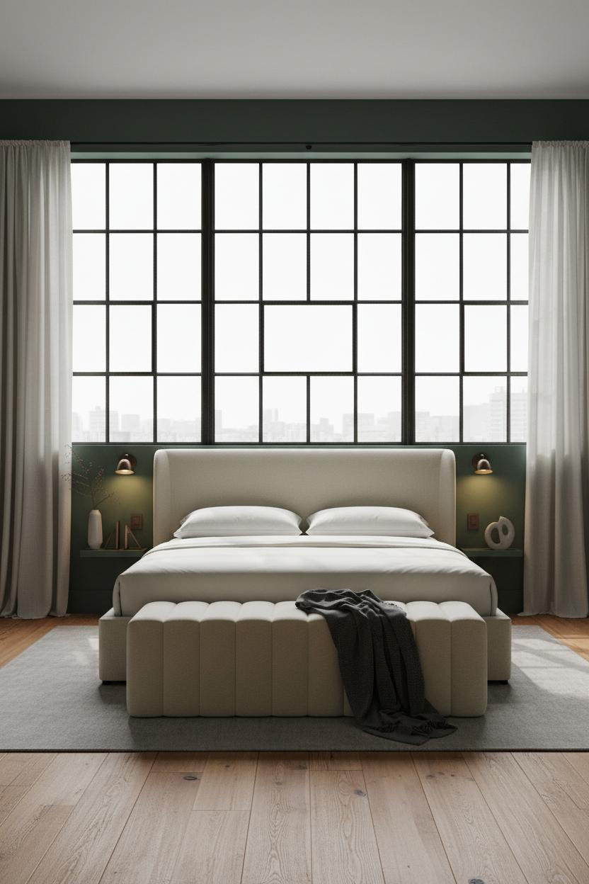 Quiet Luxury Bedroom Forest Green Crittall Windows