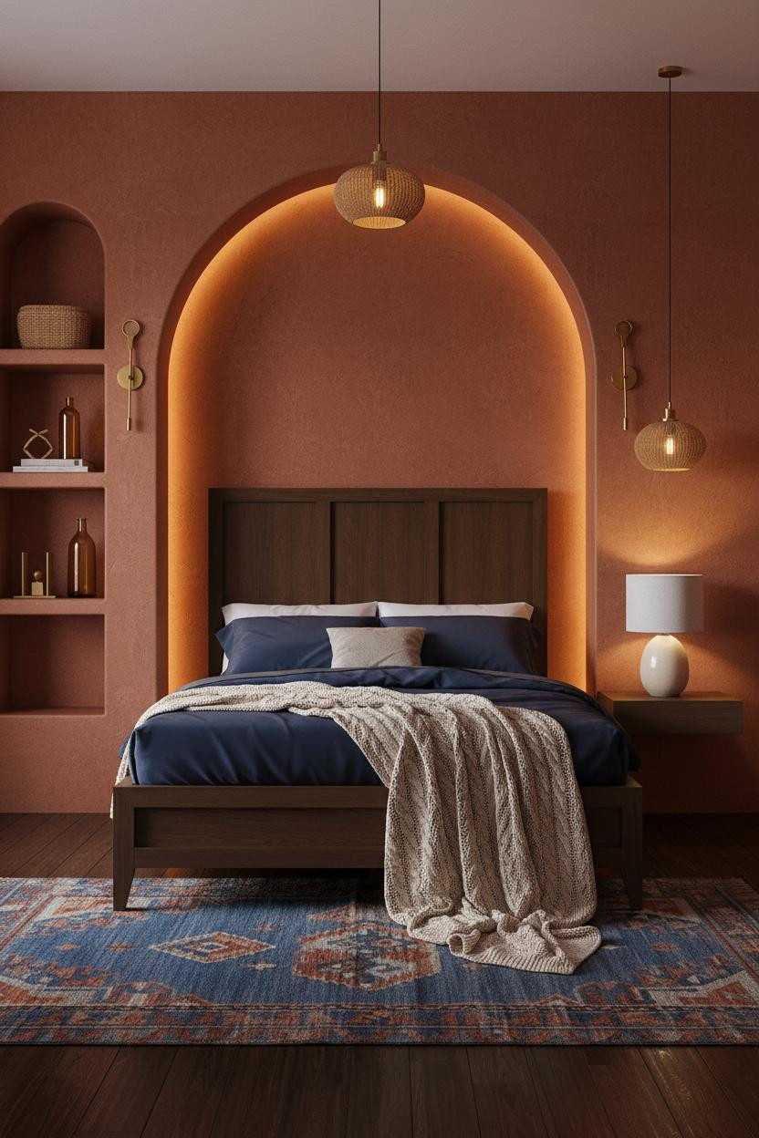 Retro Bedroom 70s Aesthetic Arched Niche