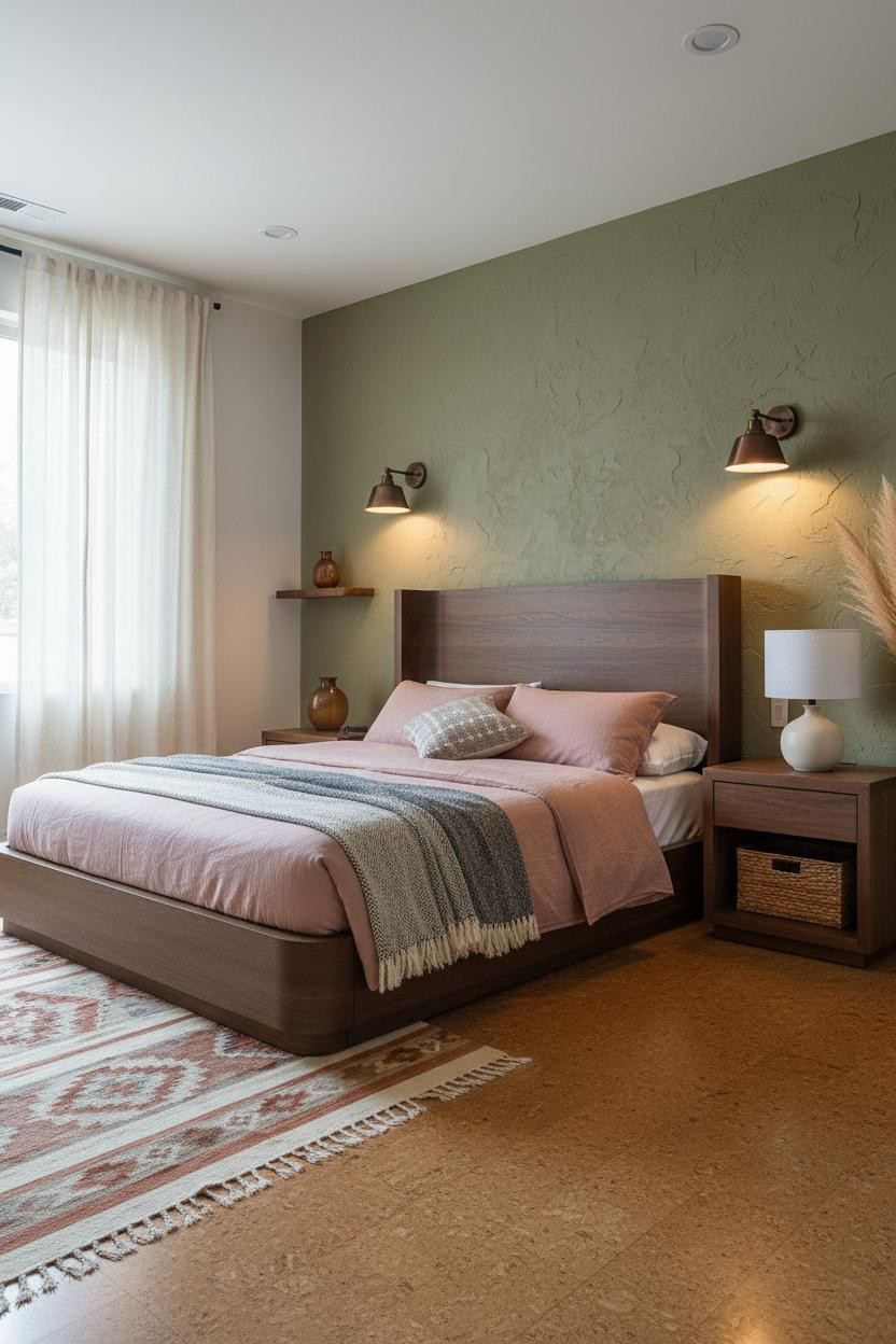 Retro Bedroom 70s Aesthetic Olive Plaster
