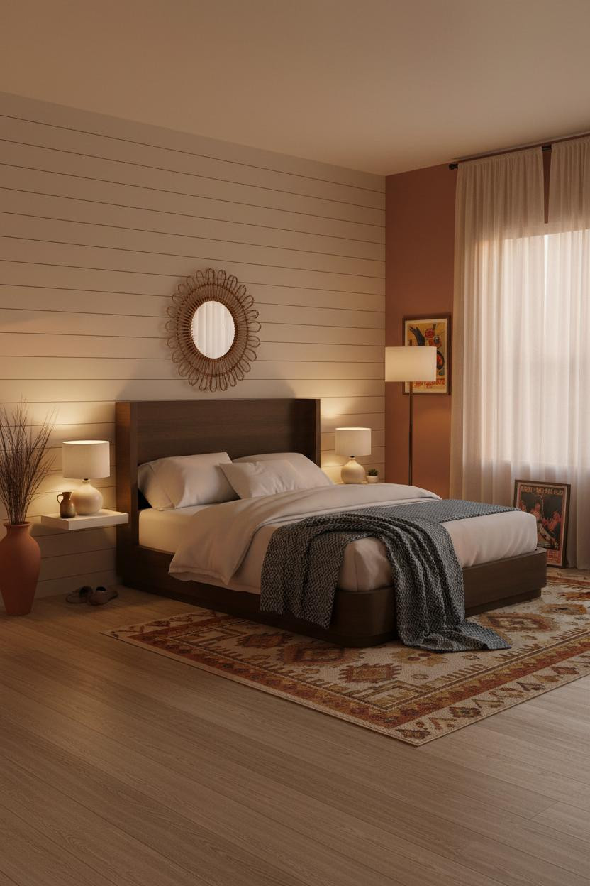 Retro Bedroom 70s Aesthetic Warm Lighting