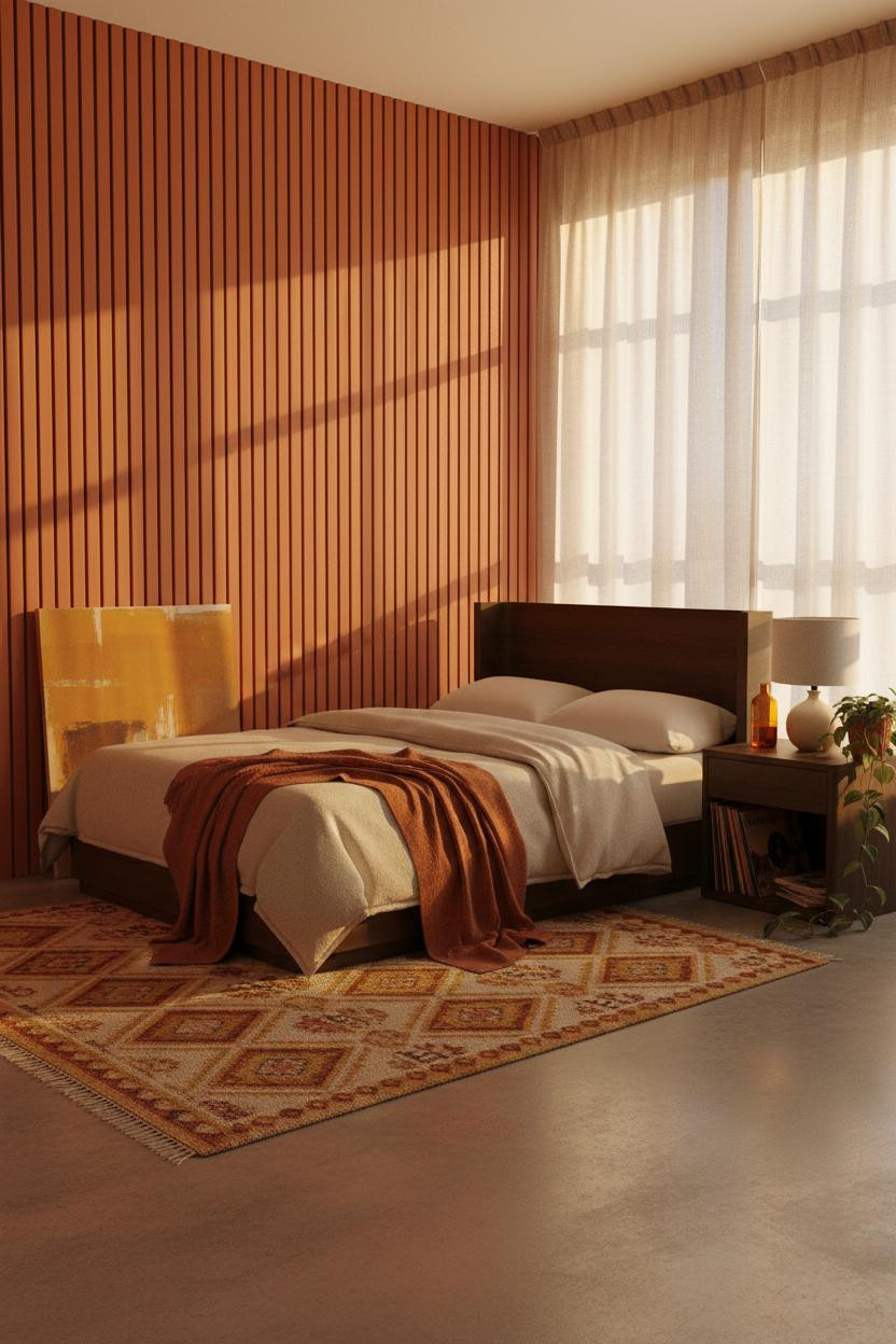Retro Bedroom 70s Wood Paneling Aesthetic
