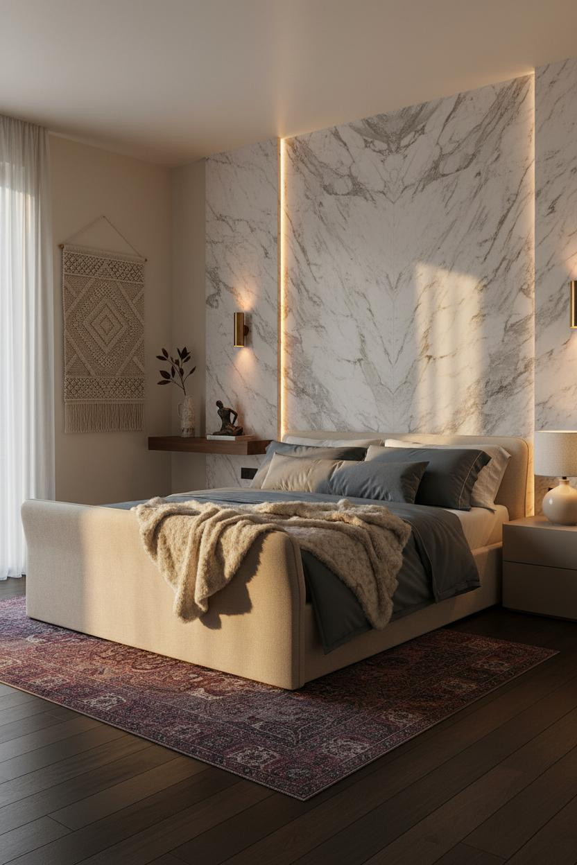 Rich Bedroom Luxury Marble Master Suite