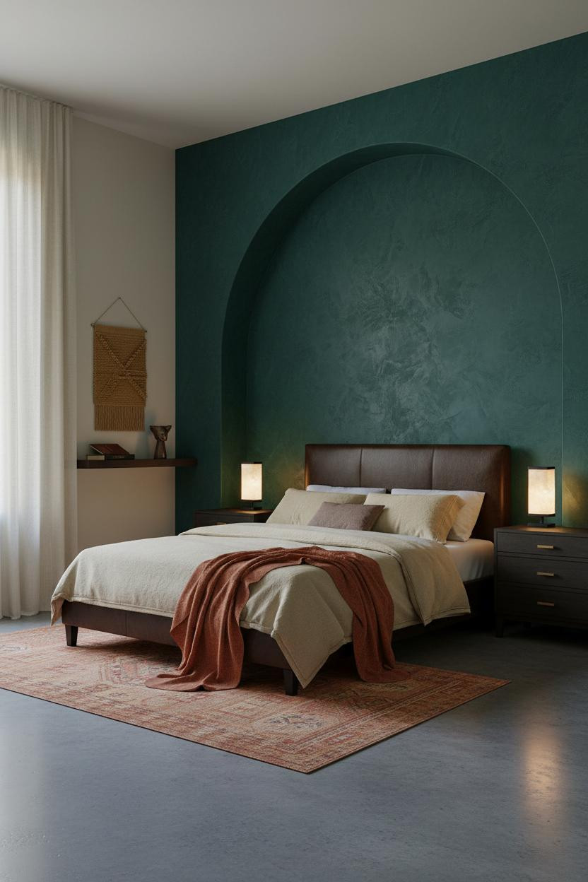 Romantic Bedroom Emerald Plaster Alcove