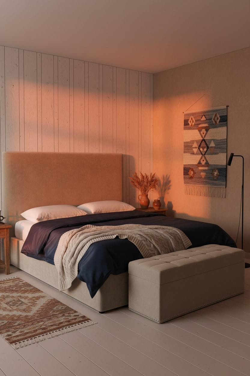 Rustic Bedroom Farmhouse Board and Batten Amber Light