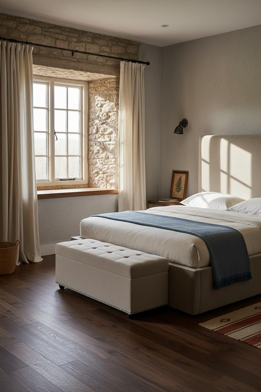 Rustic Bedroom Stone Alcove Farmhouse