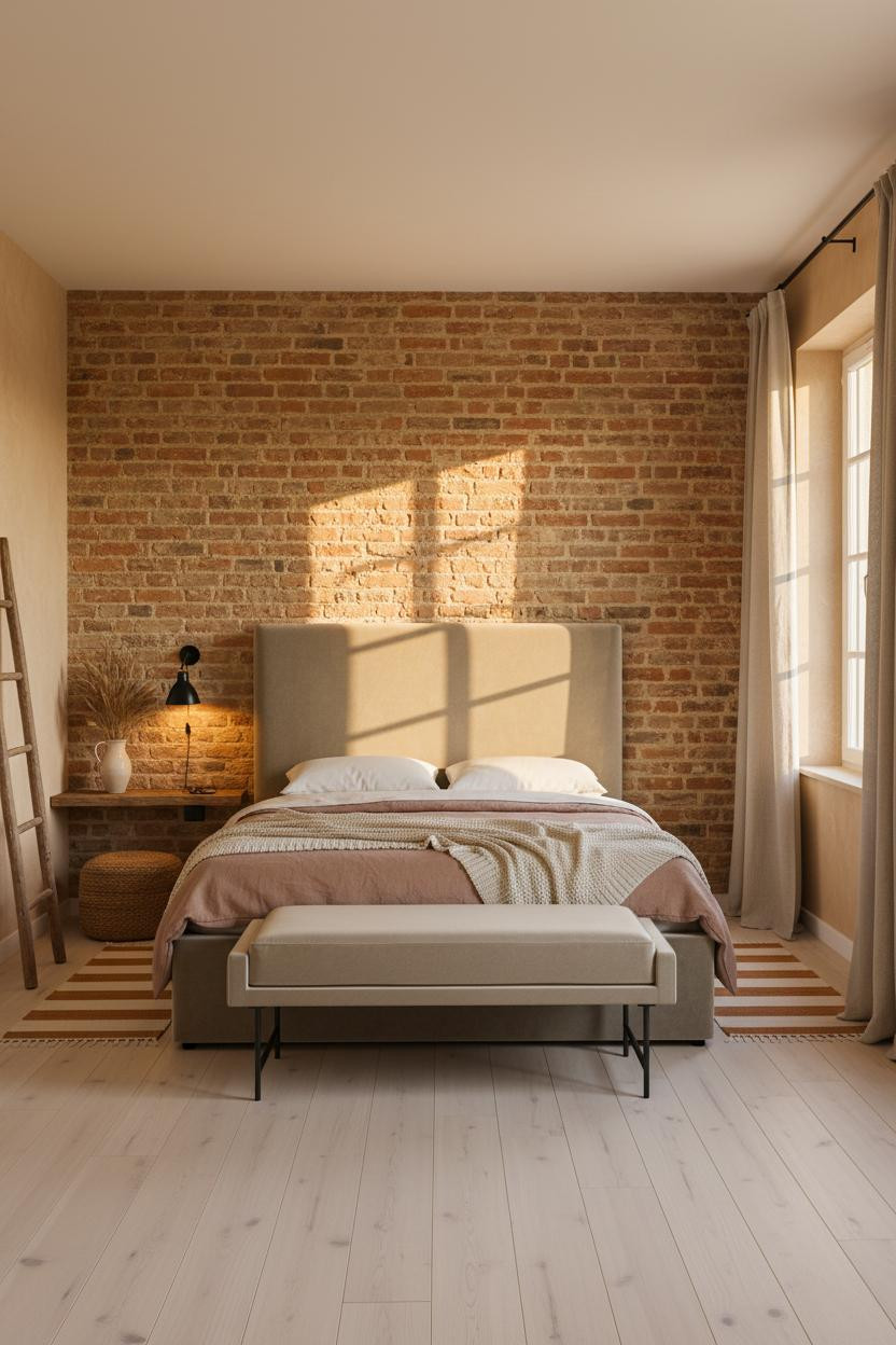 Rustic Chic Bedroom Exposed Brick Farmhouse
