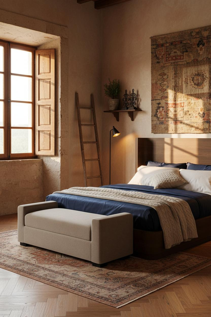 Rustic Chic Bedroom Portuguese Limestone Window