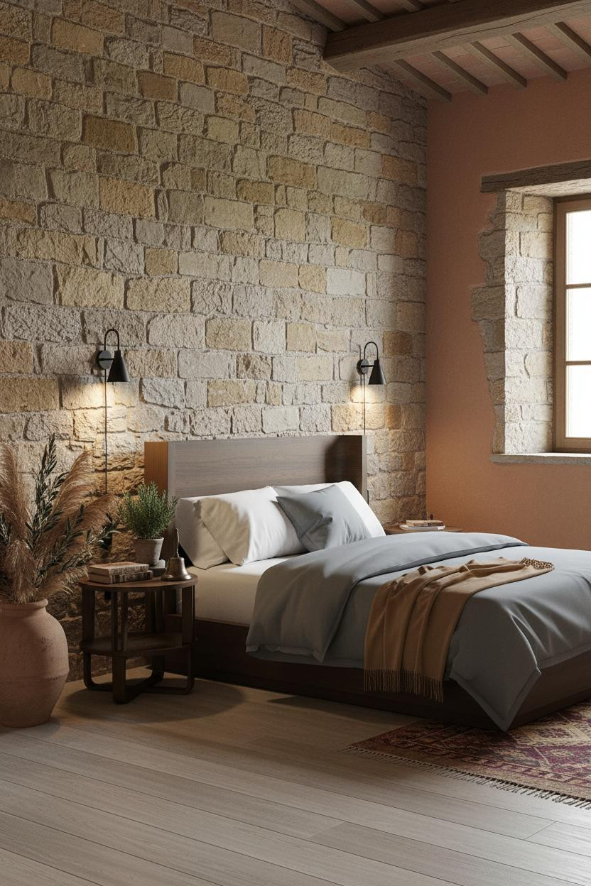 Rustic Cottage Bedroom Stone Walls