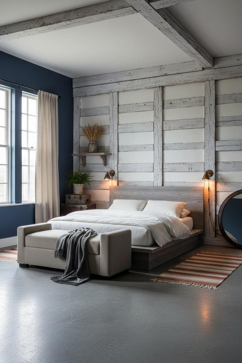 Rustic Farmhouse Bedroom Timber Headboard