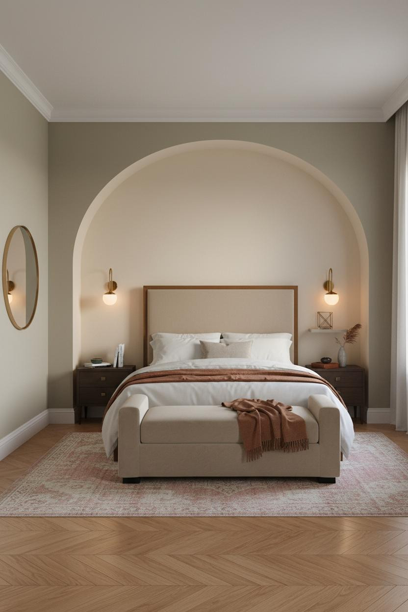 Simple Bedroom Couples Arched Niche