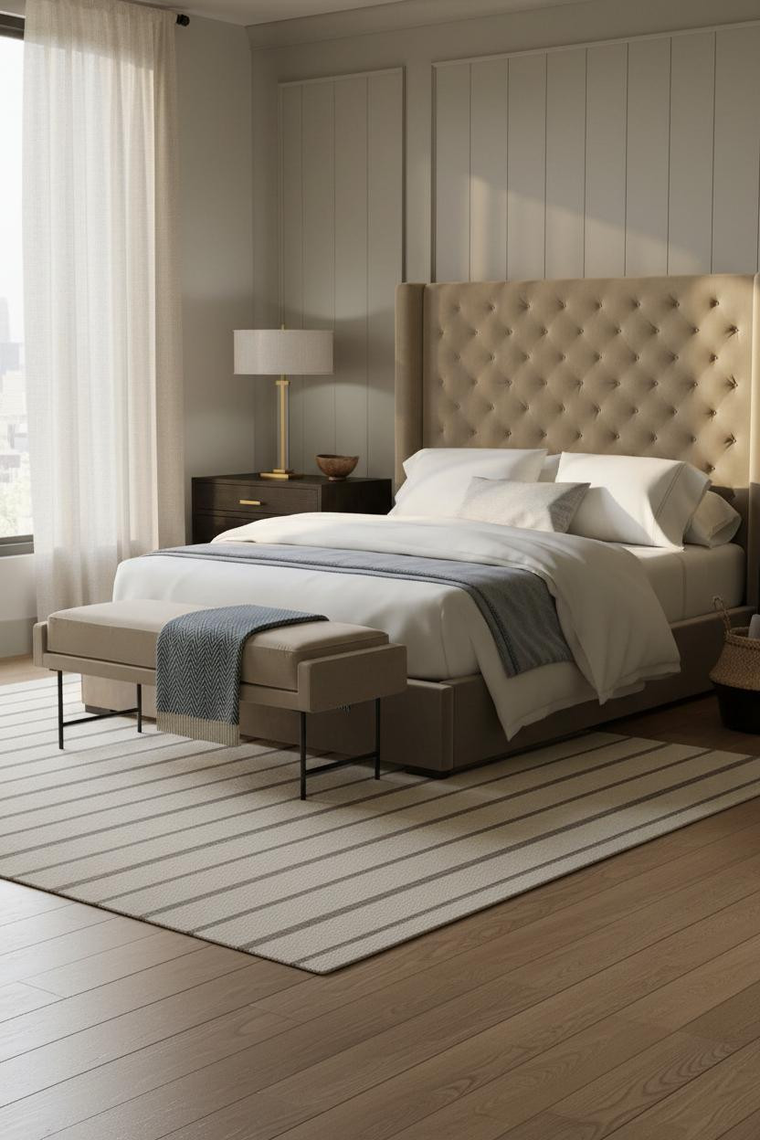 Simple Bedroom Couples Japandi Greige