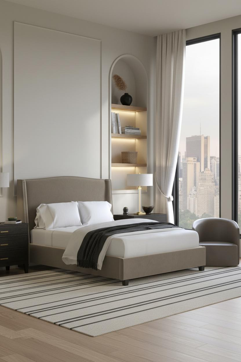 Single Bed Design Corner Shelving