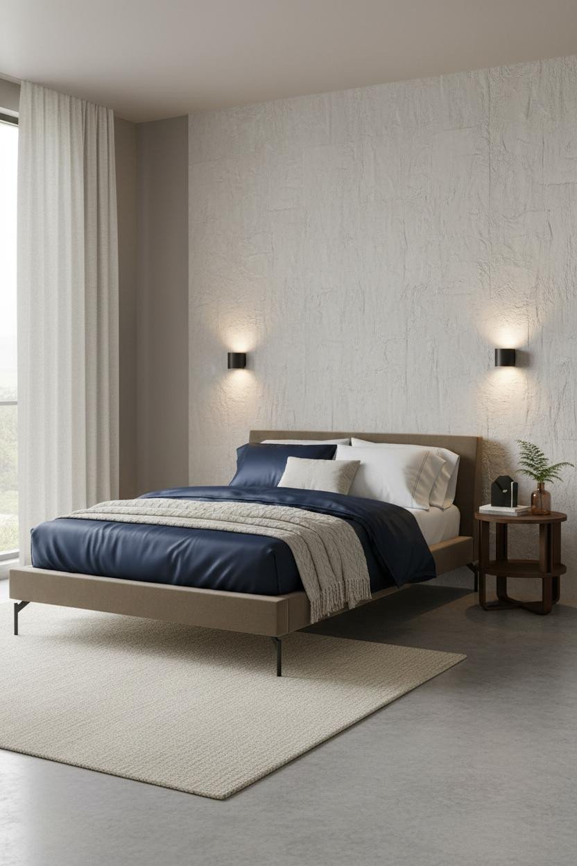 Single Bed Design Farmhouse Plaster Wall