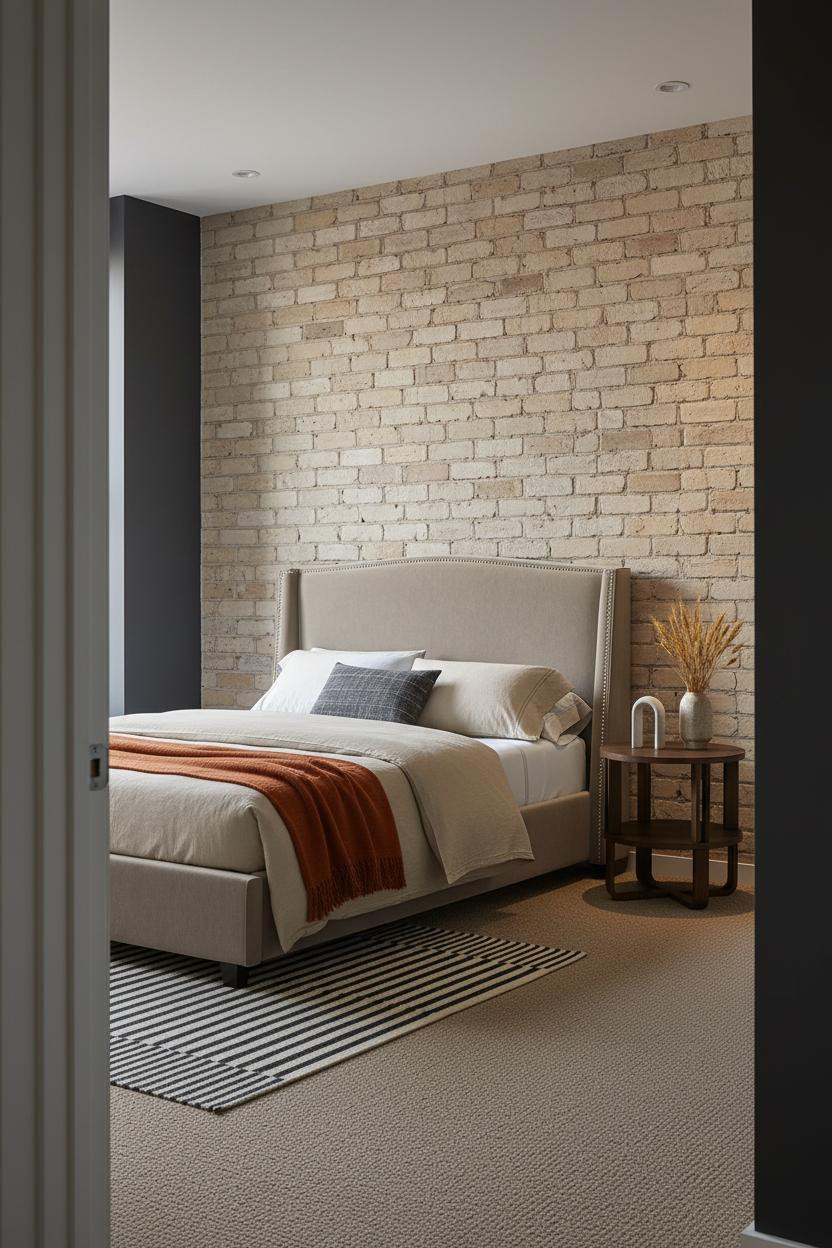 Single Bed Design Industrial Brick Minimal