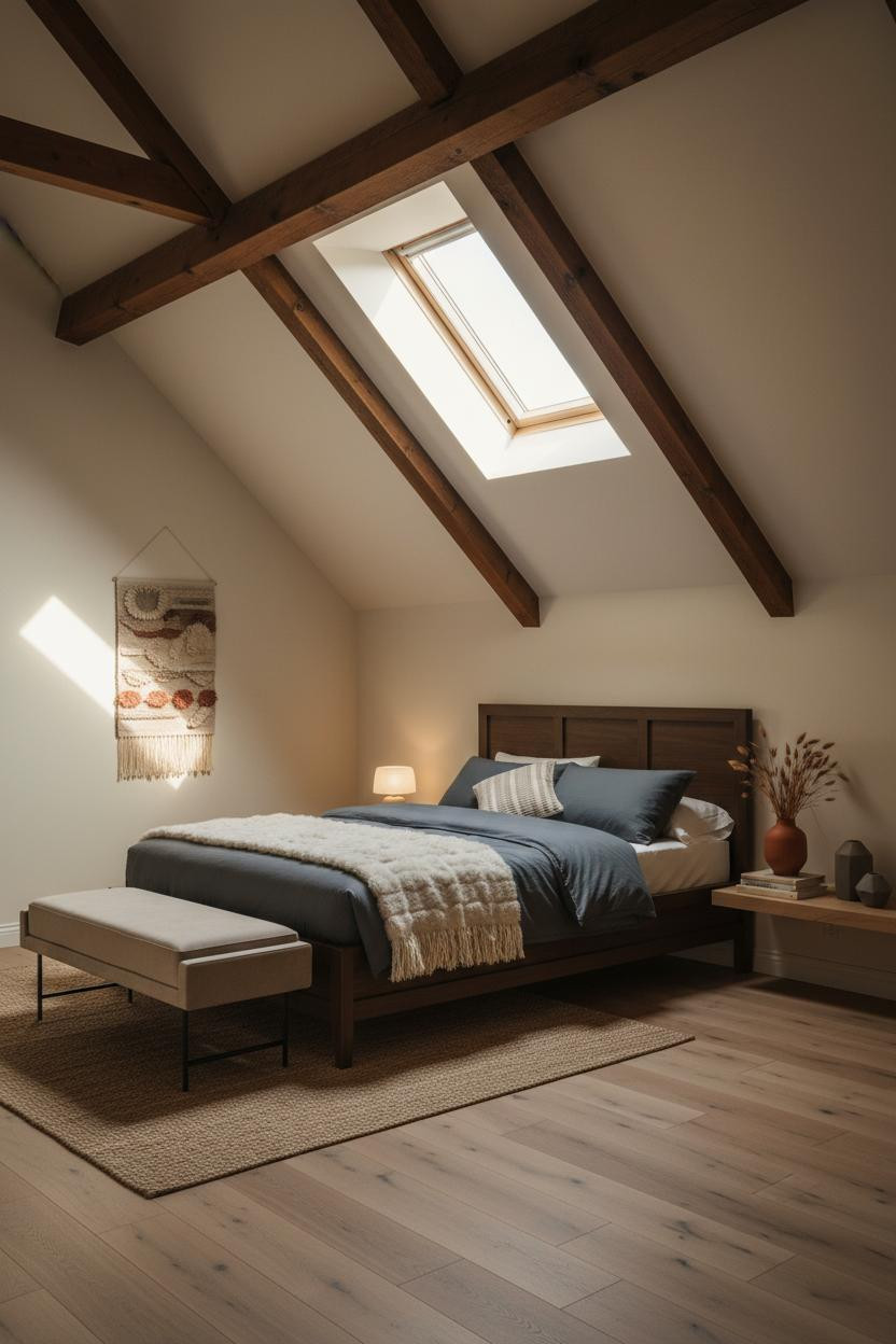 Slanted Ceiling Bedroom Japandi Dormer Light