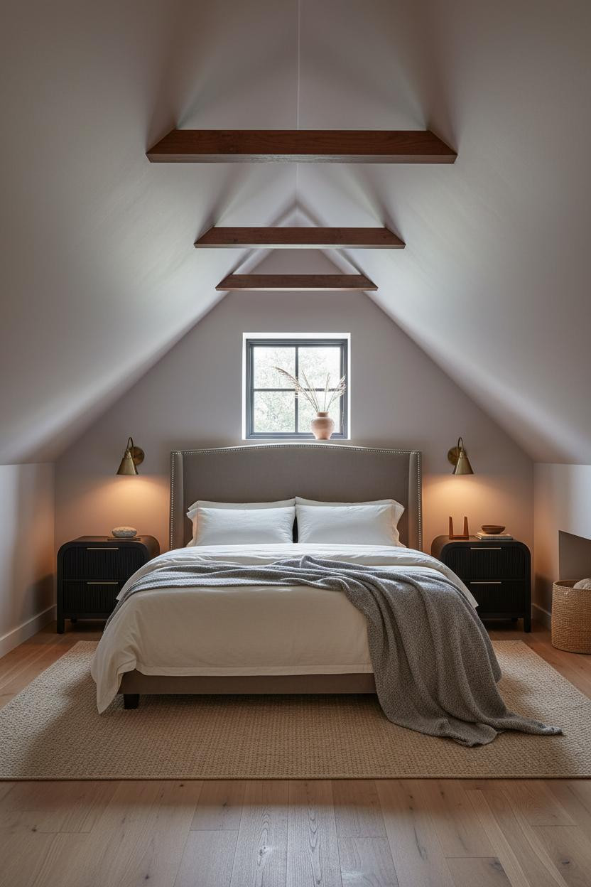 Small Attic Bedroom Angled Ceiling Dormer