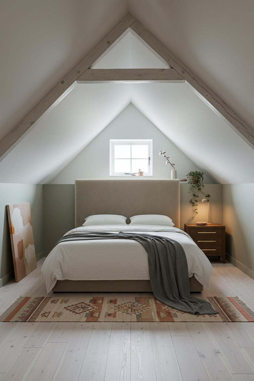 Small Attic Bedroom Slanted Ceiling Botanical