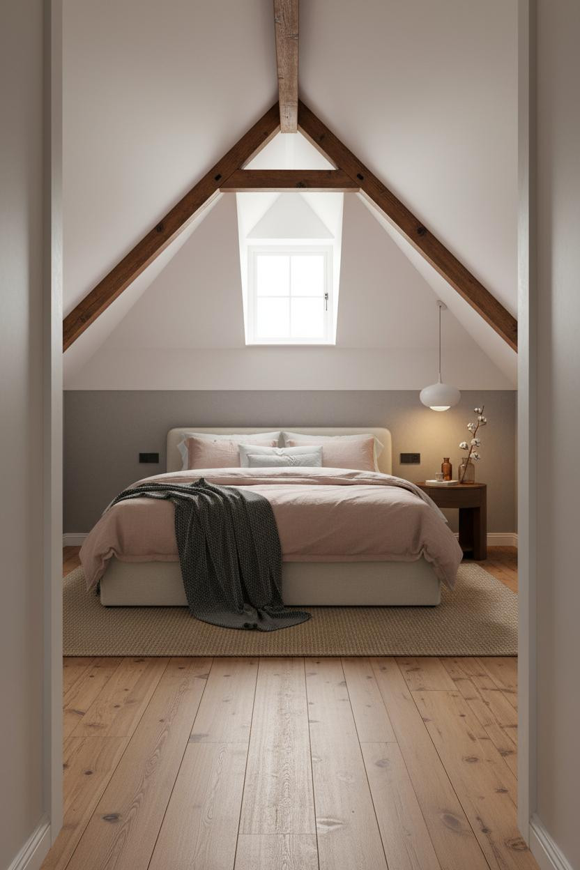 Small Attic Bedroom Slanted Ceiling Coastal Modern