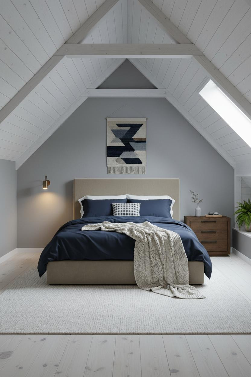 Small Attic Bedroom Slanted Walls Scandi