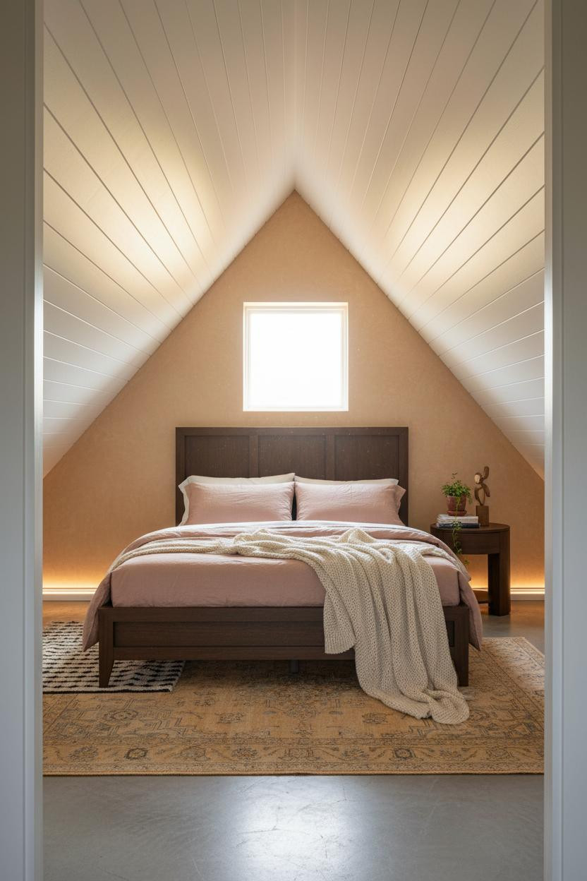 Small Attic Bedroom Sloped Walls White Shiplap