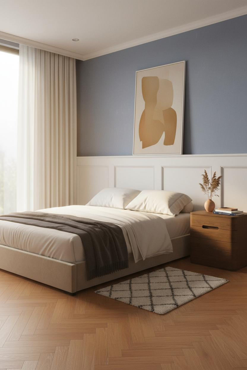 Small Bedroom Layout Wainscoting Platform Bed
