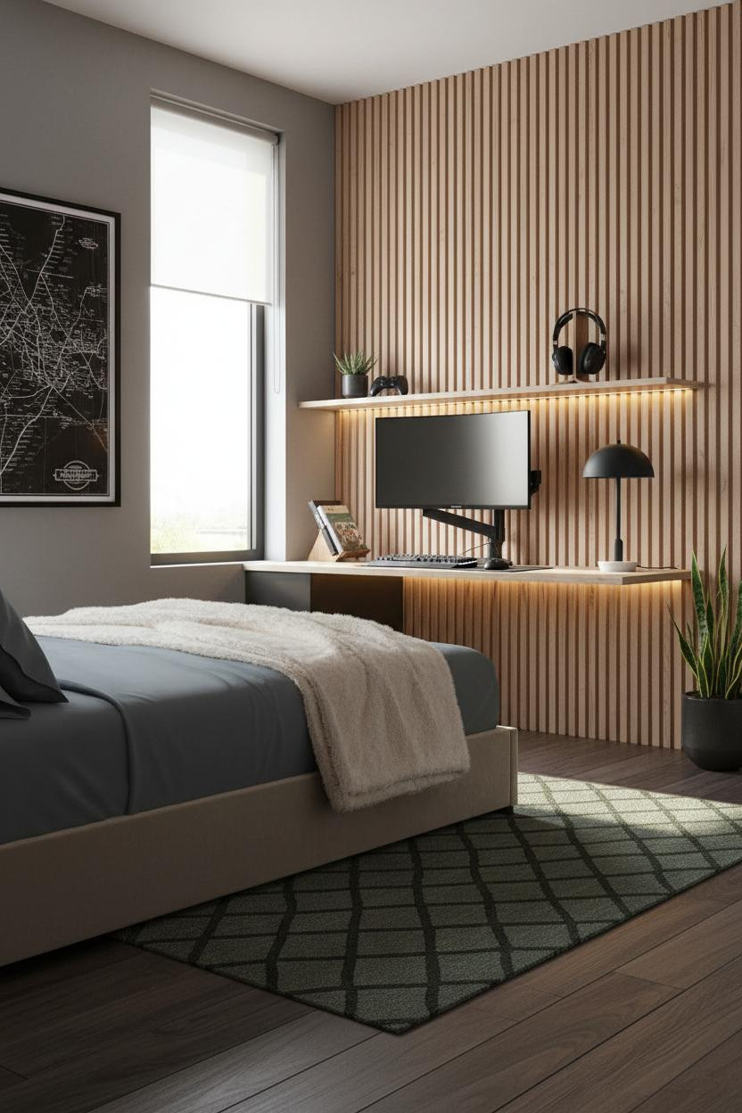 Small Gaming Bedroom Modern Setup