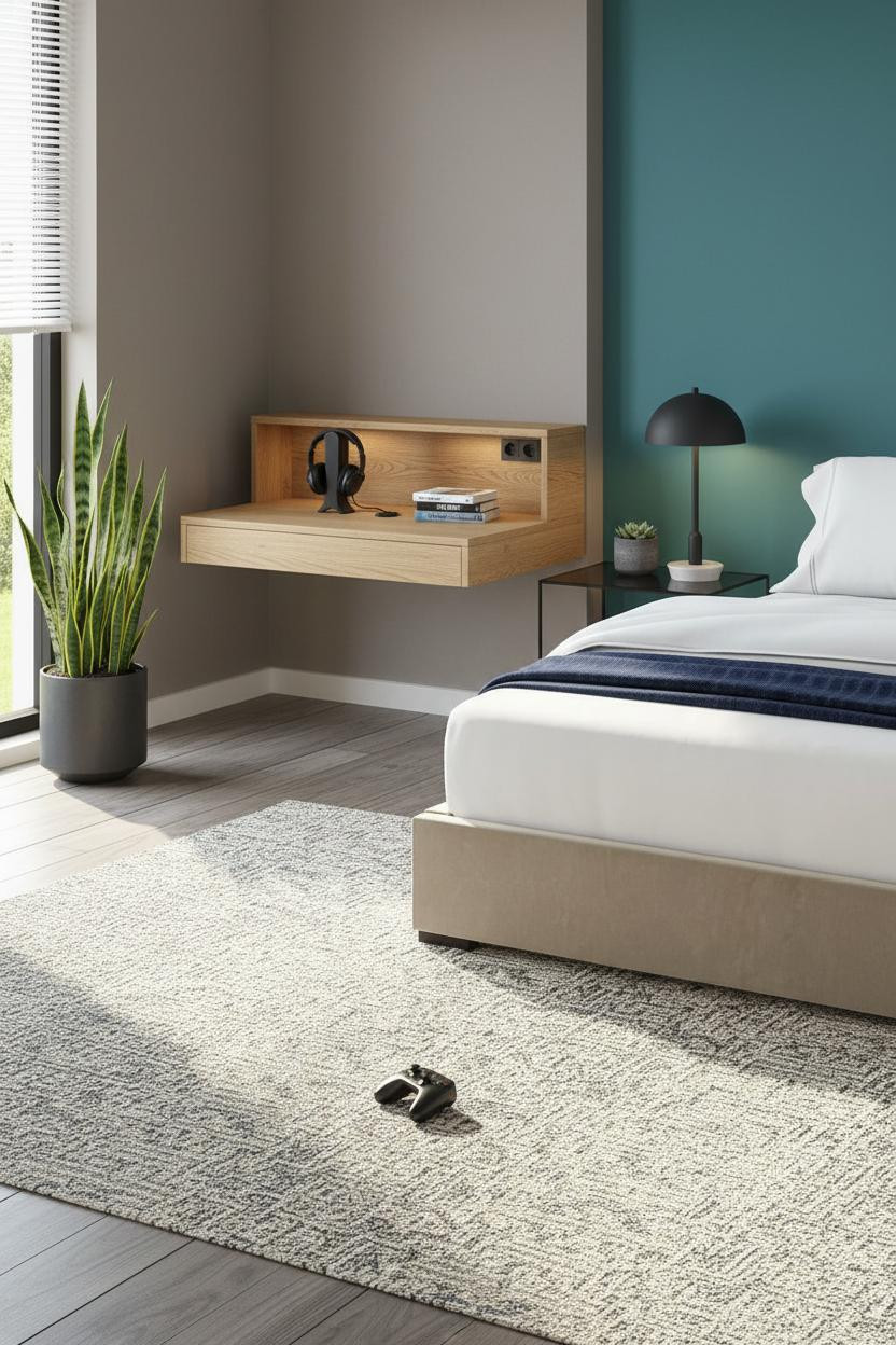 Small Gaming Bedroom Teen Scandi Desk