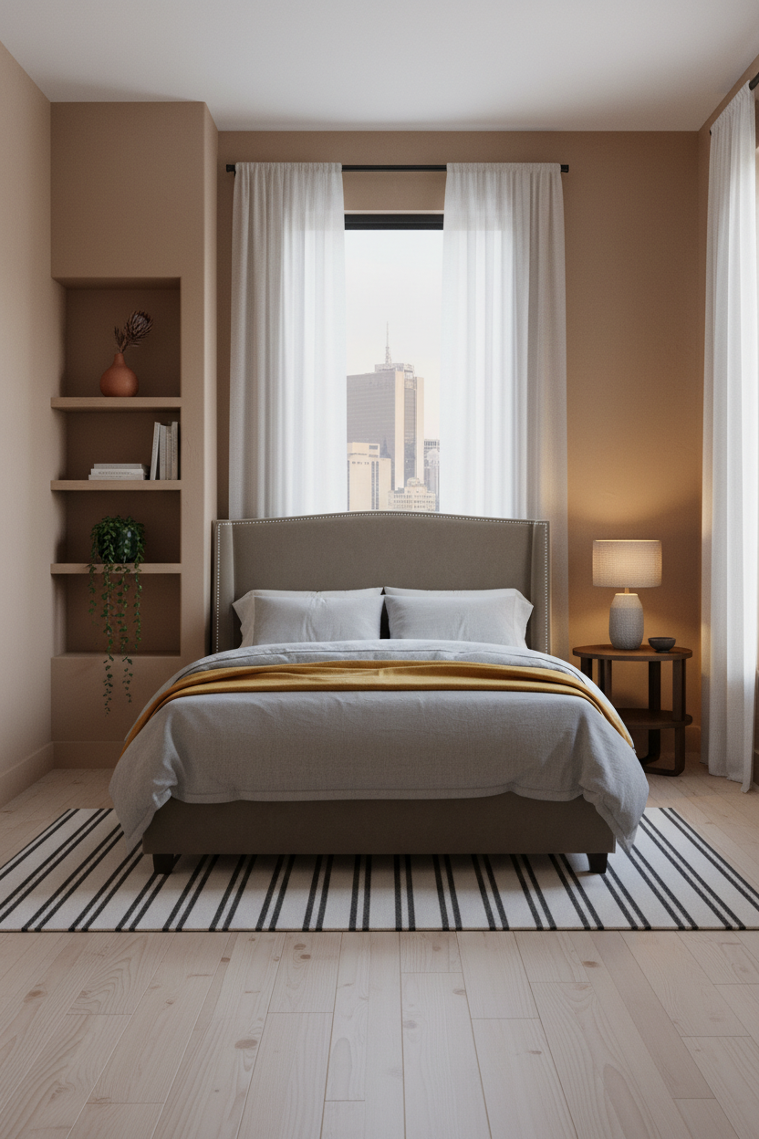 Small Guest Bedroom Daybed Floating Shelves