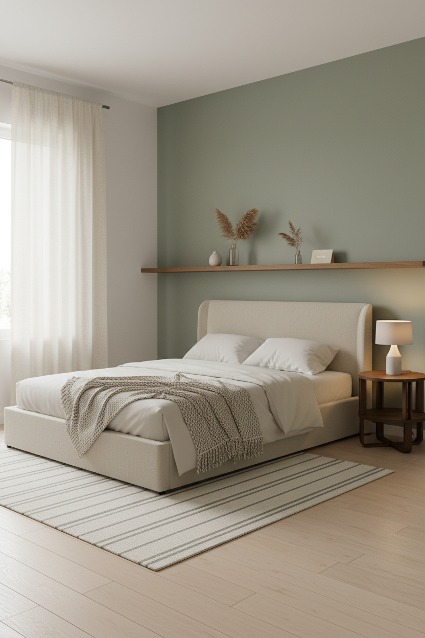 Small Guest Bedroom Scandi Floating Shelf