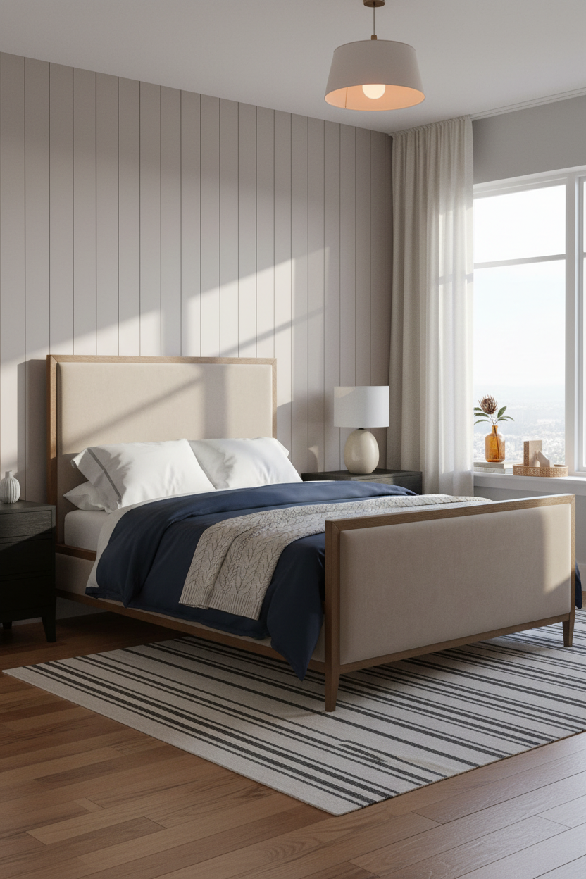 Small Guest Bedroom Taupe Shiplap Coastal