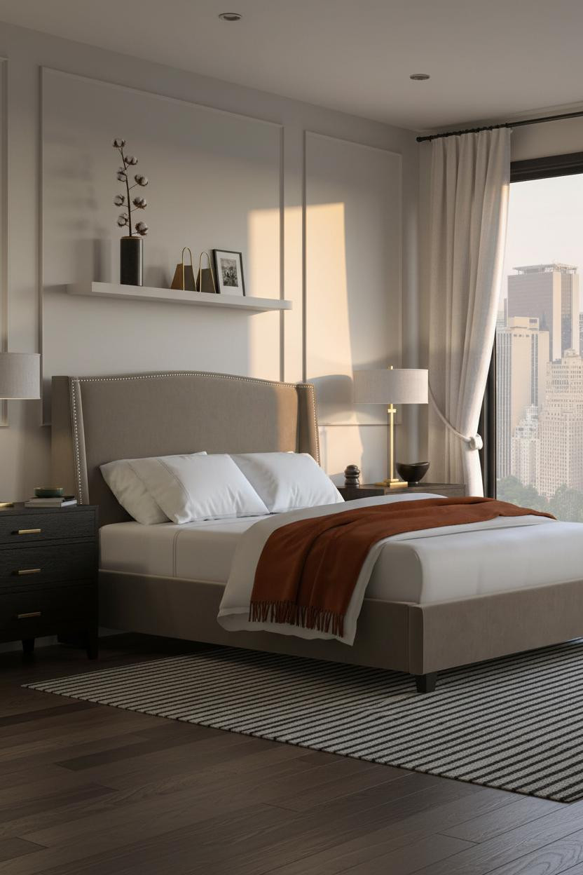Stockholm Bedroom Board and Batten Walnut Floor
