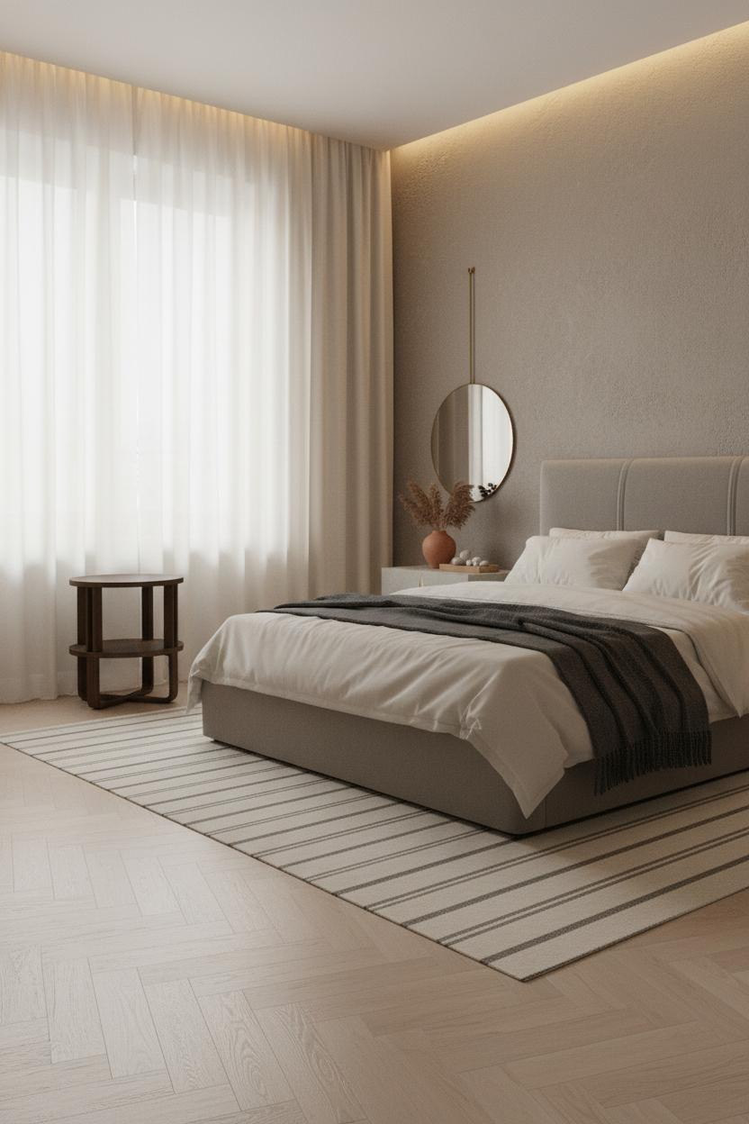 Stockholm Bedroom Greige Plaster Herringbone