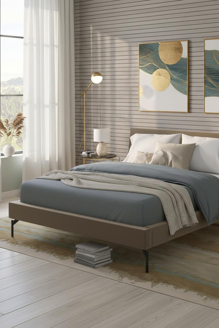 Stockholm Bedroom Japandi Ash Wood Slat Wall