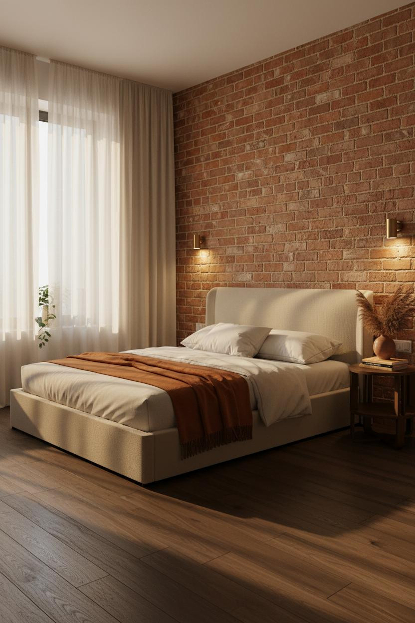 Studio Apartment Japandi Exposed Brick
