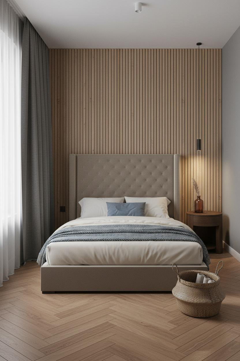 Studio Apartment Oak Charcoal Bedroom