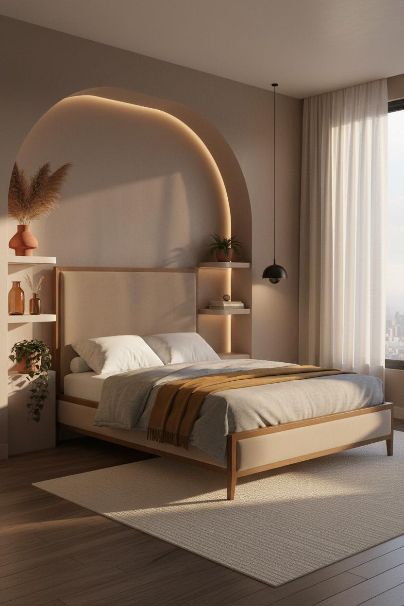 Teen Bedroom Aesthetic Curved Headboard Niche