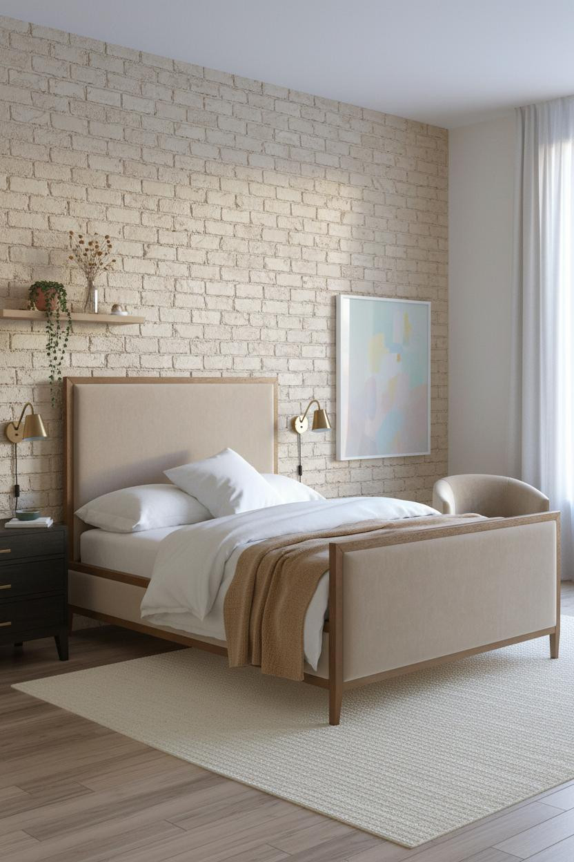 Teen Bedroom Aesthetic Scandi Brick Accent